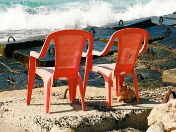 People relaxing on beach