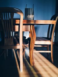 Empty chairs and table at home