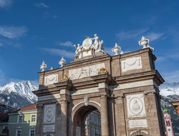 Low angle view of historical building against sky