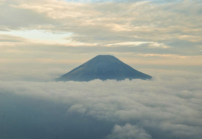 Landscape sindoro mountain from 3371 mdpl mount sumbing peak