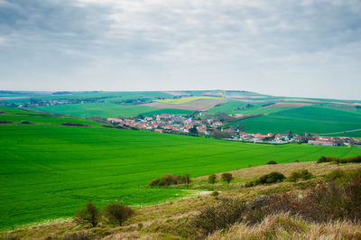 View on the landscape and the village l' escale from cap blanc nez in springtime