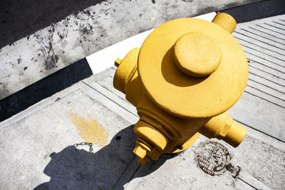 High angle view of hat on table