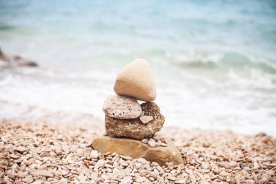 Close-up of stones on beach