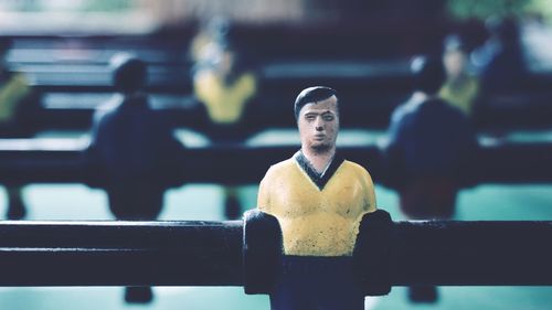 Close-up of foosball