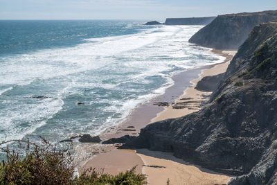 Scenic view of beach against sky