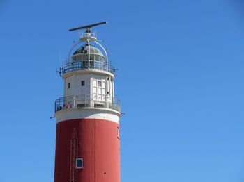 Low angle view of lighthouse against clear sky