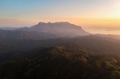 Aerial view of doi luang chiang dao mountains sea of mist, doi mae taman, san pa kia. 