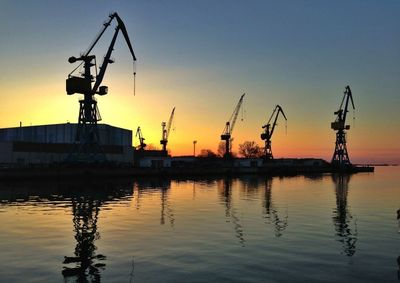 Commercial dock at sunset