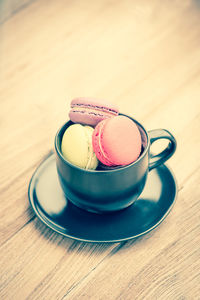 Close-up of coffee cup on table