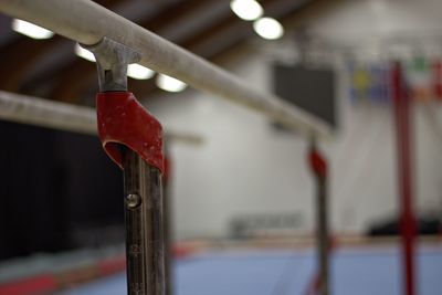 Close-up of pipe on railing