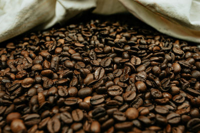 High angle view of coffee beans