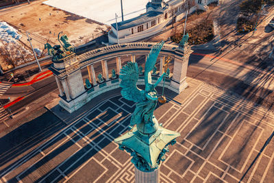 High angle view of city street