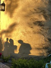 Shadow of people on wall