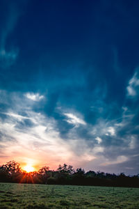 Scenic view of field against sky during sunset