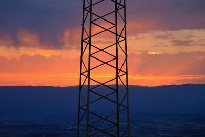 Silhouette of mountain against sky during sunset