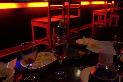 Close-up of wine glass on table at restaurant