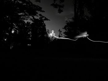 Illuminated trees against sky at night