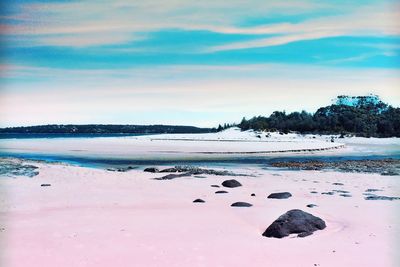 Scenic view of sea against sky during winter