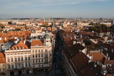 High angle view of townscape against sky