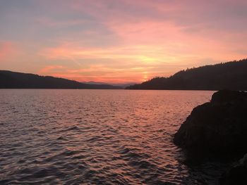 Scenic view of sea against sky during sunset