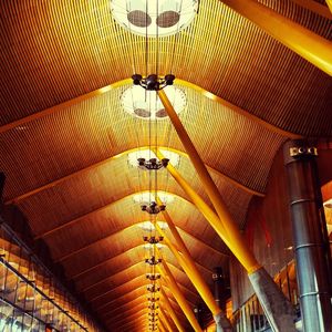 Low angle view of illuminated ceiling