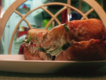 Close-up of sushi served in plate