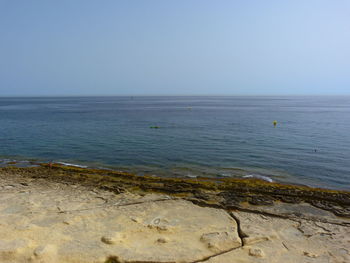 Scenic view of sea against clear sky