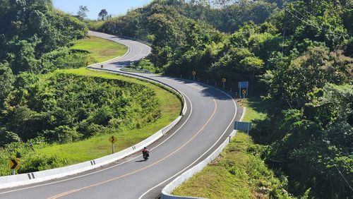 High angle view of car on road