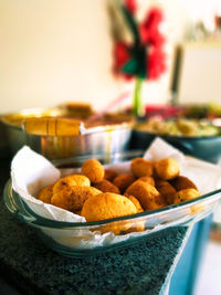 Close-up of food in plate on table