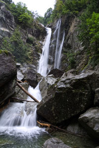 Scenic view of waterfall in forest