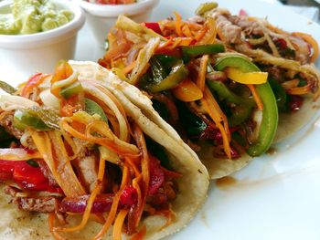 High angle view of meal served in plate