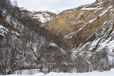 Winter in ushguli in the caucasus mountains in samegrelo-zemo svaneti region, georgia