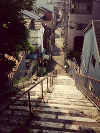 View of staircase in city