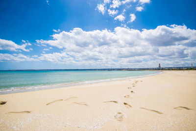 Scenic view of beach against sky
