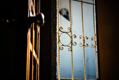 Close-up of metal door of building