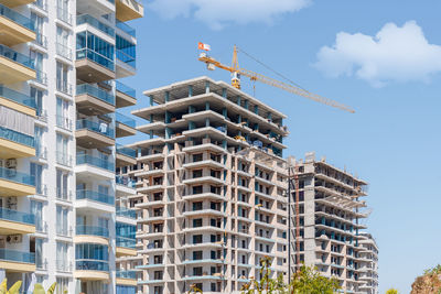 A new complex of apartment buildings under construction in turkey.