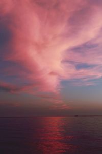 Scenic view of sea against cloudy sky at sunset