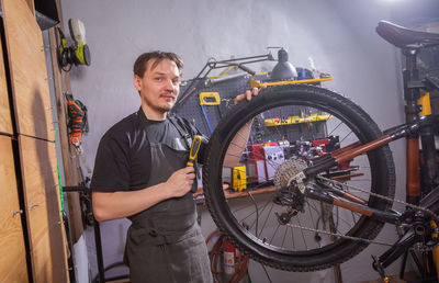 Man working on bicycle