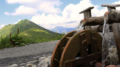 Panoramic view of road amidst mountains against sky