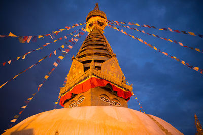 Low angle view of temple against sky