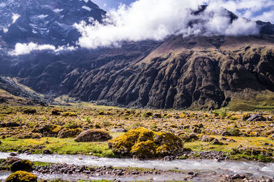 Scenic view of mountains against sky