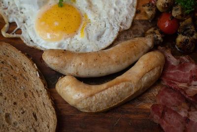 High angle view of breakfast on table