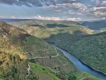 High angle view of landscape against sky