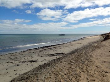 Scenic view of beach against sky