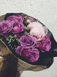 Close-up of rose bouquet on table