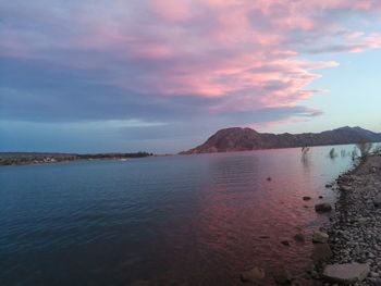 Scenic view of sea against sky during sunset