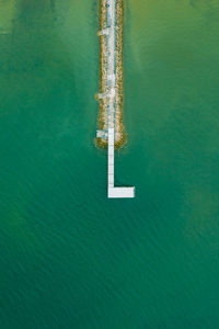 High angle view of ship in sea