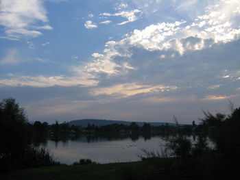 Reflection of clouds in sky during sunset