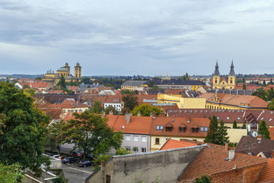 High angle view of townscape against sky