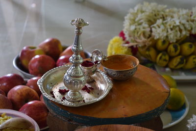 Close-up of fruits on table